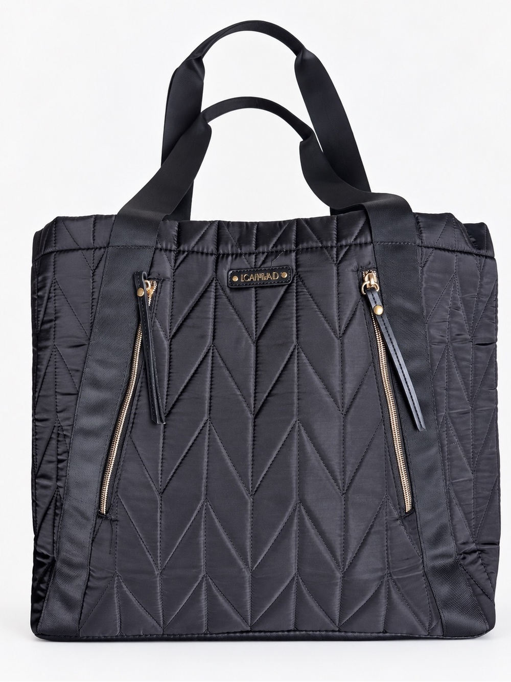 Joan & David The Faith Black Quilted Nylon Travel Tote Weekender 21” NWOT